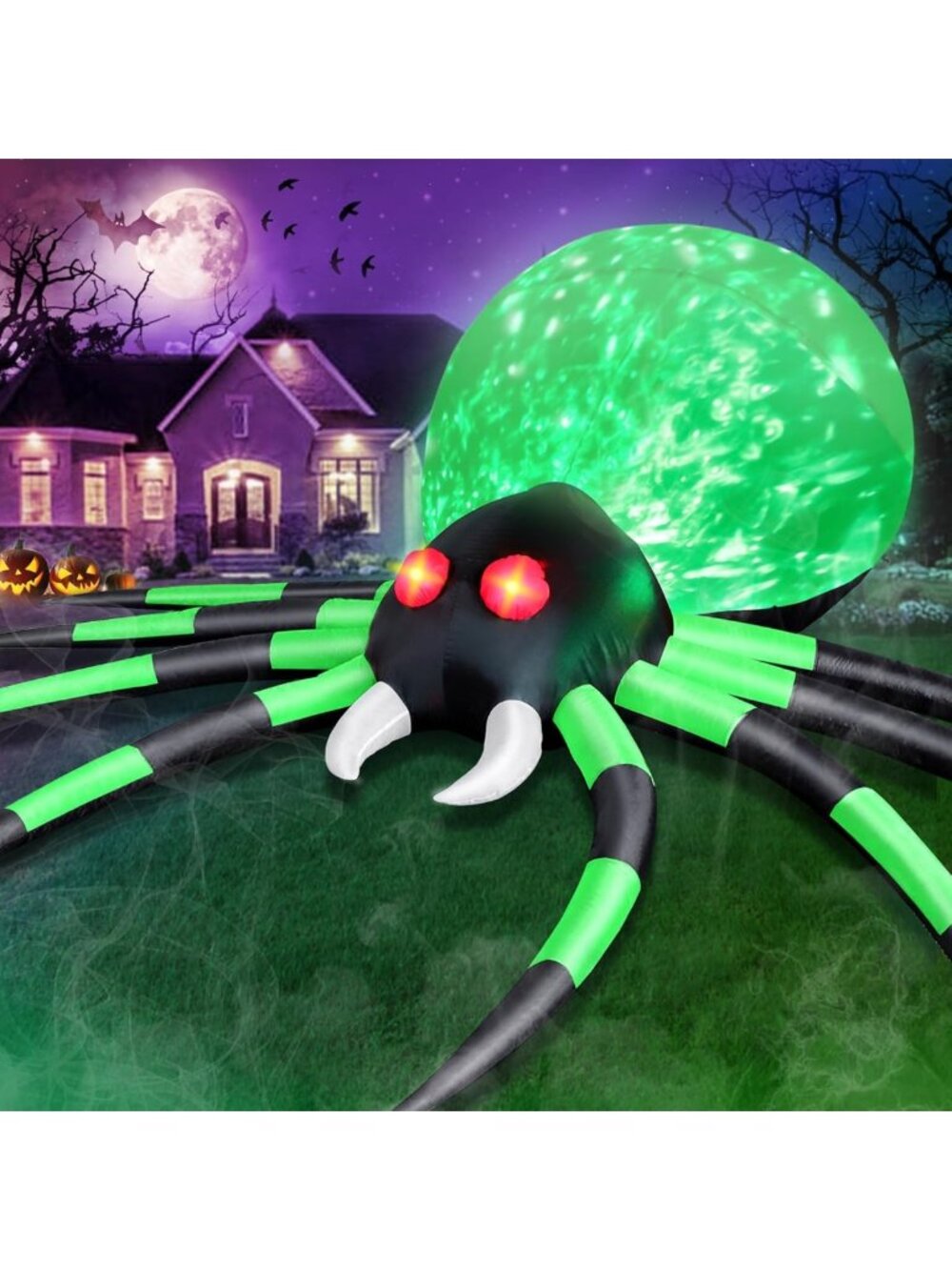 Giant 12 FT Halloween Inflatable Spider with Flame Lights & Glowing Eyes for